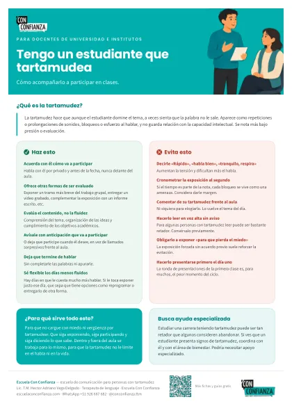 Primera cara de la ficha Tengo un estudiante que tartamudea